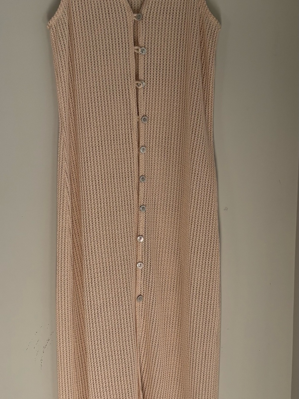 Miken Sleeveless Button-Front Maxi Dress in Beige